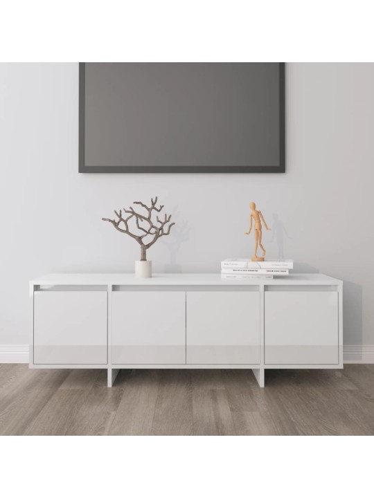 Televizoriaus spintelė, balta, 120x30x40,5cm, MDP, ypač blizgi