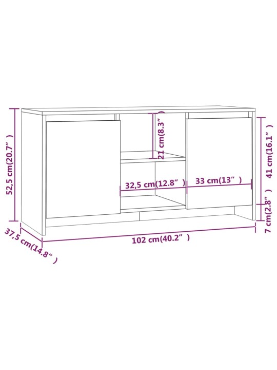 Televizoriaus spintelė, juodos spalvos, 102x37,5x52,5cm, MDP