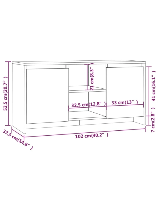 Televizoriaus spintelė, juodos spalvos, 102x37,5x52,5cm, MDP