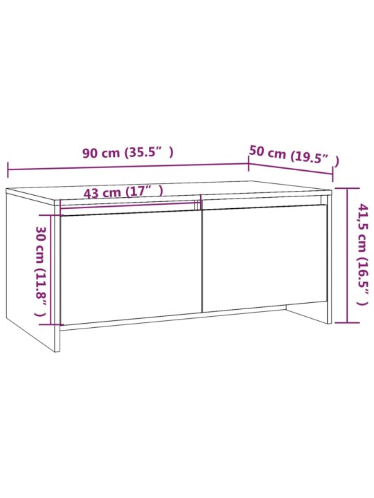 Kavos staliukas, baltos spalvos, 90x50x41,5cm, MDP