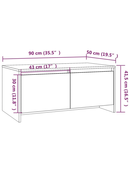 Kavos staliukas, baltos spalvos, 90x50x41,5cm, MDP, blizgus
