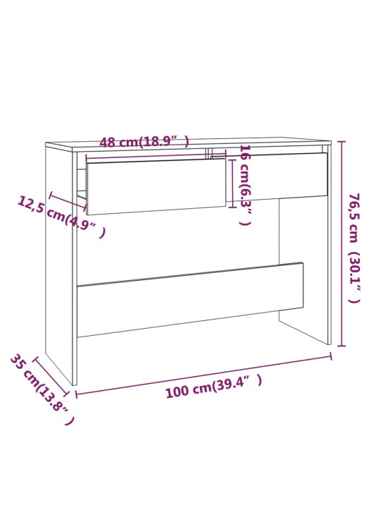 Konsolinis staliukas, baltos spalvos, 100x35x76,5cm, MDP