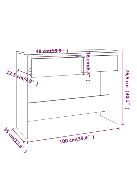 Konsolinis staliukas, betono pilkos spalvos, 100x35x76,5cm, MDP