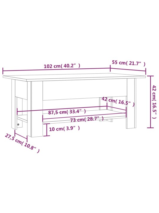 Kavos staliukas, betono pilkos spalvos, 102x55x42cm, MDP