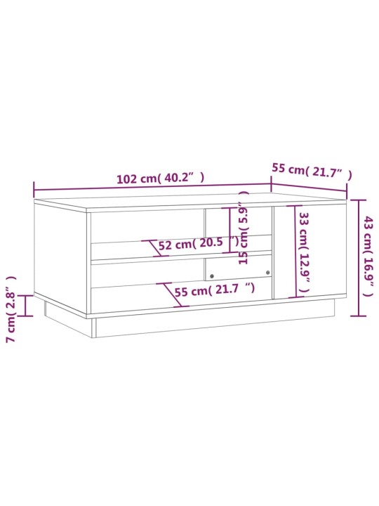 Kavos staliukas, baltos spalvos, 102x55x43cm, MDP, blizgus