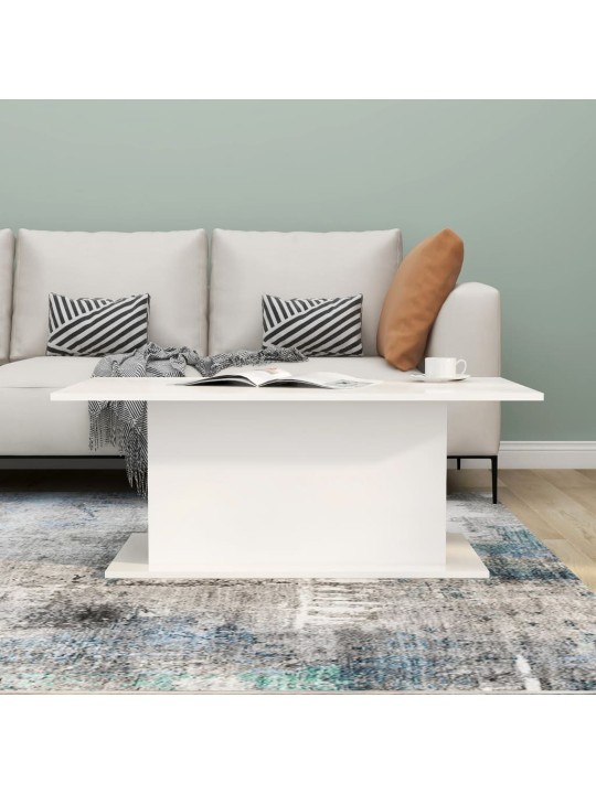 Kavos staliukas, baltos spalvos, 102x55,5x40cm, MDP, blizgus