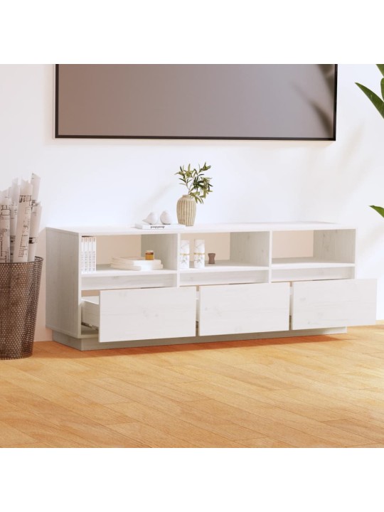 Televizoriaus spintelė, balta, 140x37x50cm, pušies masyvas