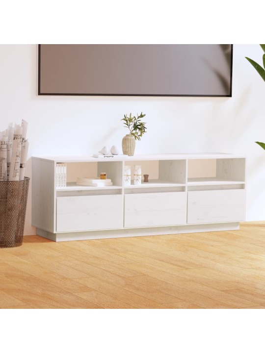 Televizoriaus spintelė, balta, 140x37x50cm, pušies masyvas