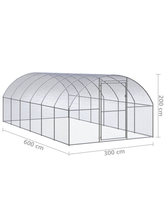Lauko narvas viščiukams, 3x6x2m, galvanizuotas plienas
