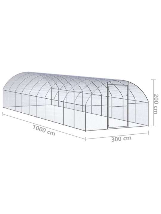 Lauko narvas viščiukams, 3x10x2m, galvanizuotas plienas
