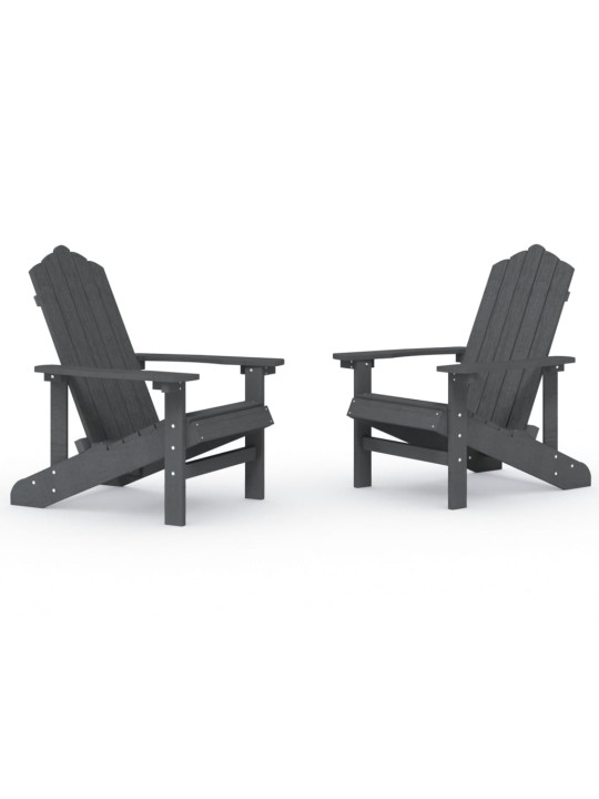 Sodo Adirondack kėdės, 2vnt., antracito spalvos, HDPE