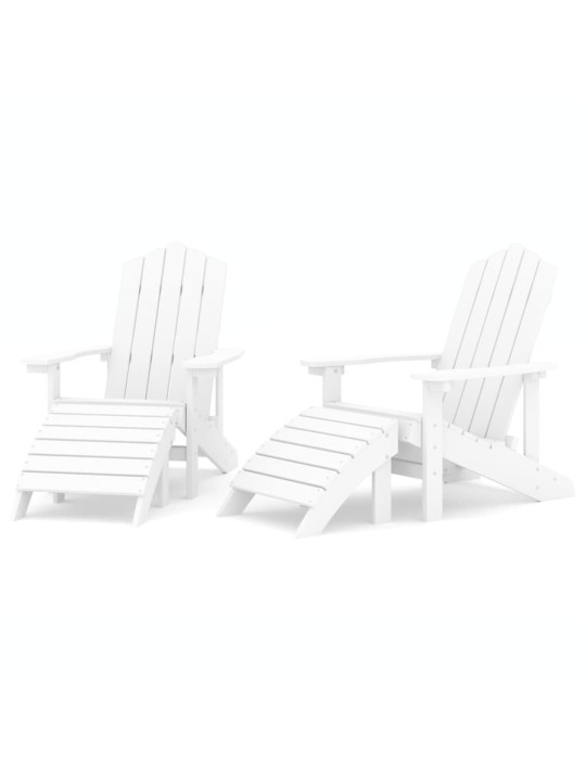 Sodo Adirondack kėdės su pakojomis, 2vnt., baltos spalvos, HDPE