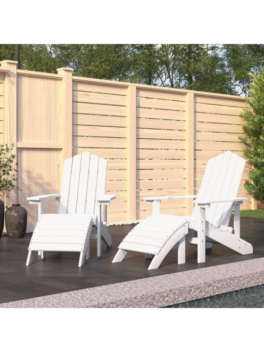 Sodo Adirondack kėdės su pakojomis, 2vnt., baltos spalvos, HDPE
