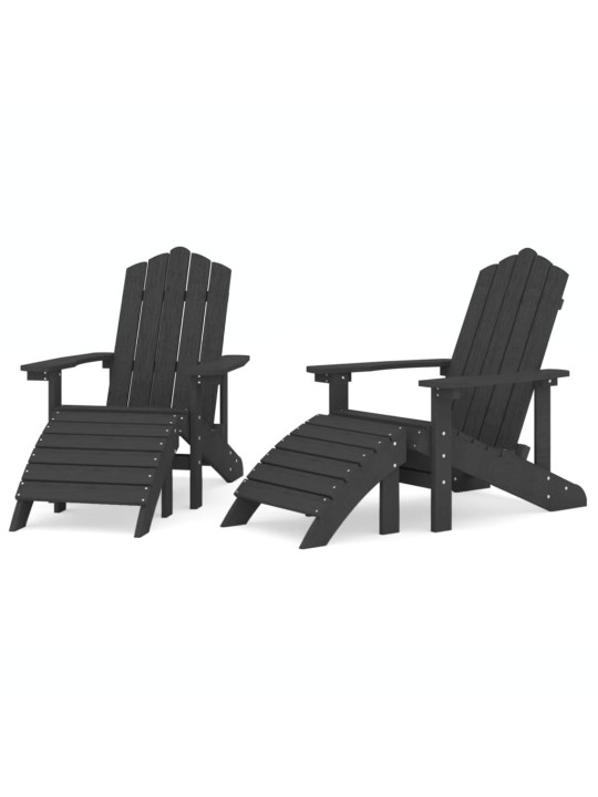 Sodo Adirondack kėdės su pakojomis, 2vnt., antracito, HDPE