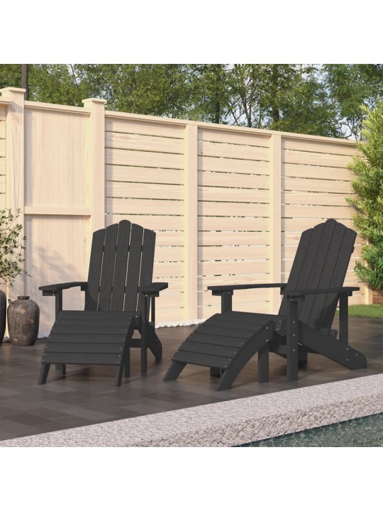 Sodo Adirondack kėdės su pakojomis, 2vnt., antracito, HDPE