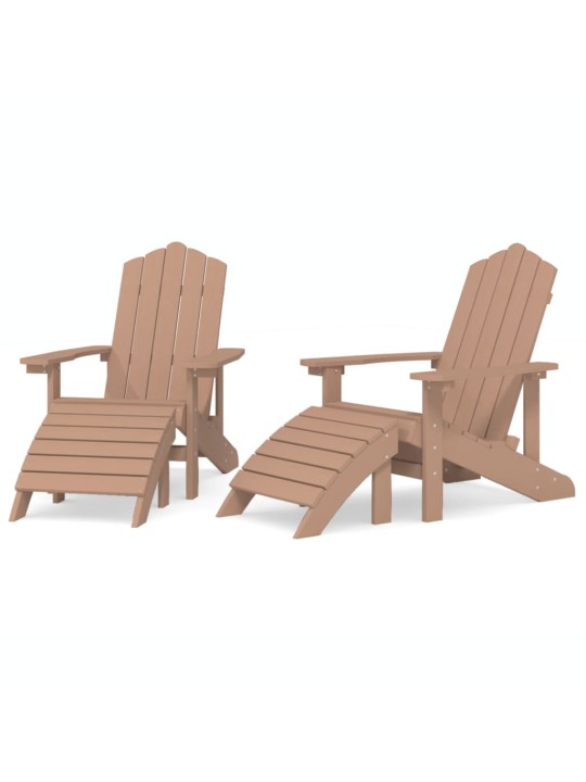 Sodo Adirondack kėdės su pakojomis, 2vnt., rudos spalvos, HDPE