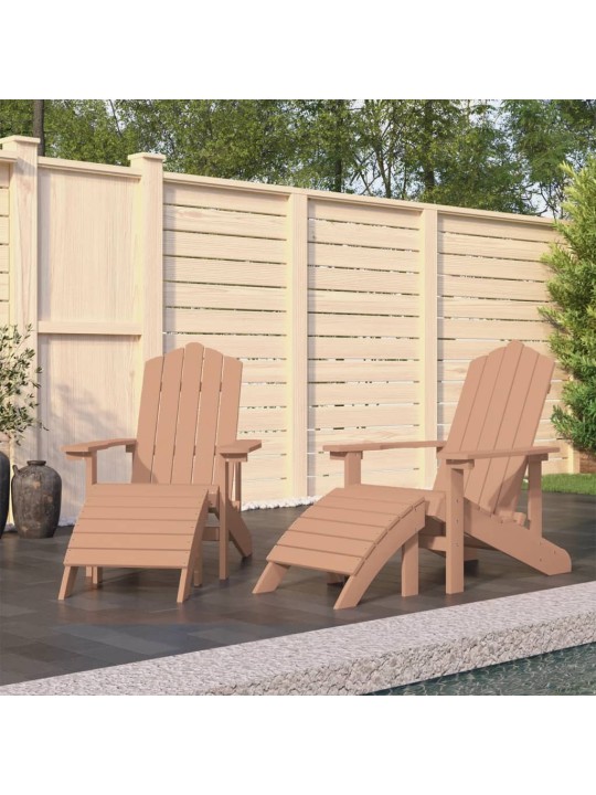 Sodo Adirondack kėdės su pakojomis, 2vnt., rudos spalvos, HDPE
