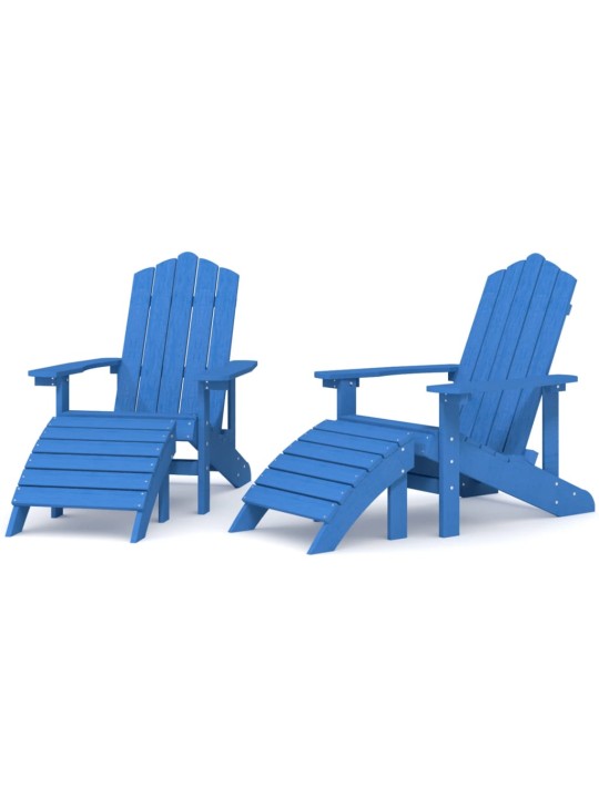 Sodo Adirondack kėdės su pakojomis, 2vnt., mėlynos, HDPE