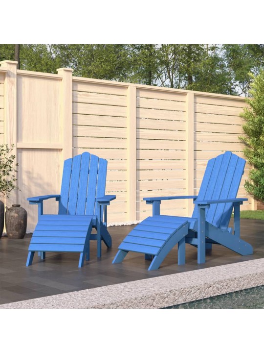 Sodo Adirondack kėdės su pakojomis, 2vnt., mėlynos, HDPE