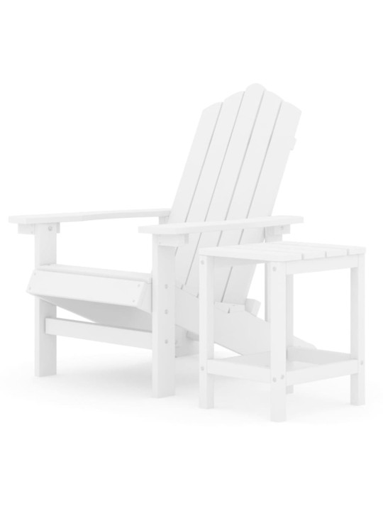 Sodo Adirondack kėdė su staliuku, baltos spalvos, HDPE