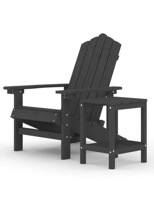 Sodo Adirondack kėdė su staliuku, antracito spalvos, HDPE