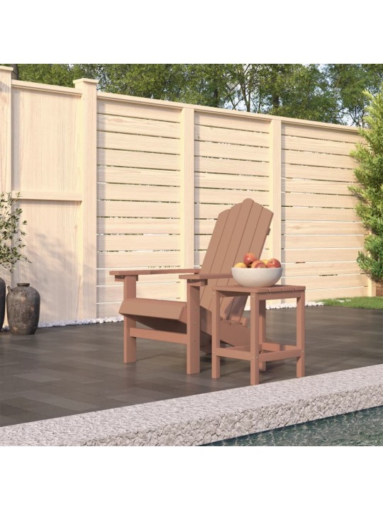 Sodo Adirondack kėdė su staliuku, rudos spalvos, HDPE