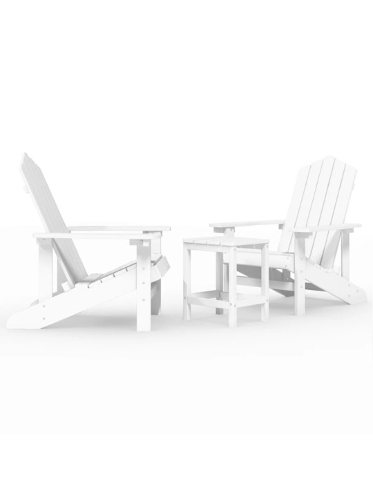 Sodo Adirondack kėdės su staliuku, baltos spalvos, HDPE