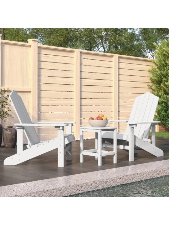 Sodo Adirondack kėdės su staliuku, baltos spalvos, HDPE