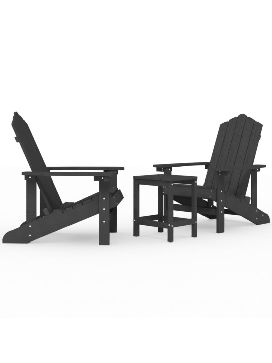 Sodo Adirondack kėdės su staliuku, antracito spalvos, HDPE