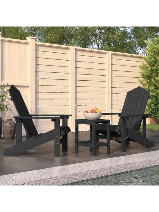 Sodo Adirondack kėdės su staliuku, antracito spalvos, HDPE