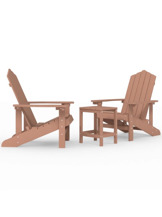Sodo Adirondack kėdės su staliuku, rudos spalvos, HDPE