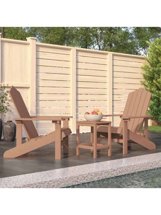 Sodo Adirondack kėdės su staliuku, rudos spalvos, HDPE