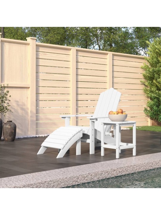 Sodo Adirondack kėdė su pakoja ir staliuku, balta, HDPE