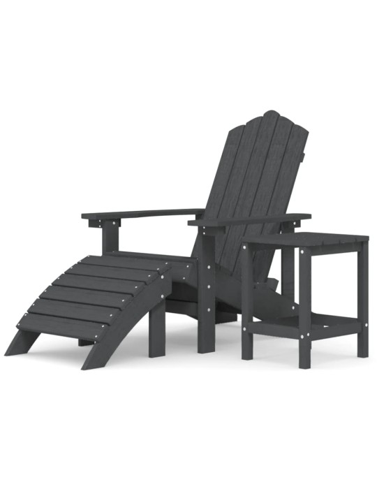 Sodo Adirondack kėdė su pakoja ir staliuku, antracito, HDPE