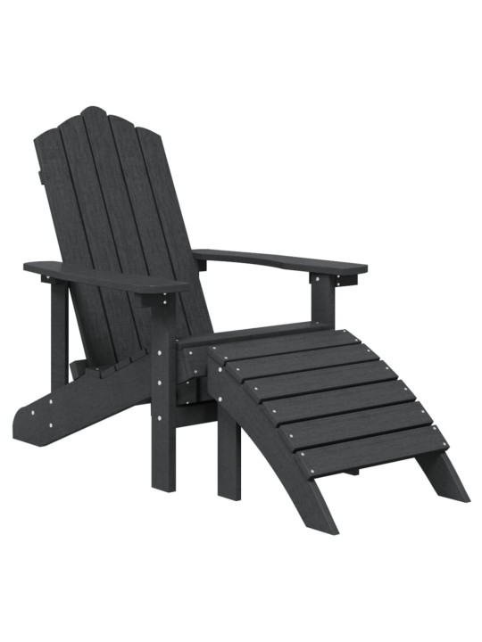 Sodo Adirondack kėdė su pakoja ir staliuku, antracito, HDPE