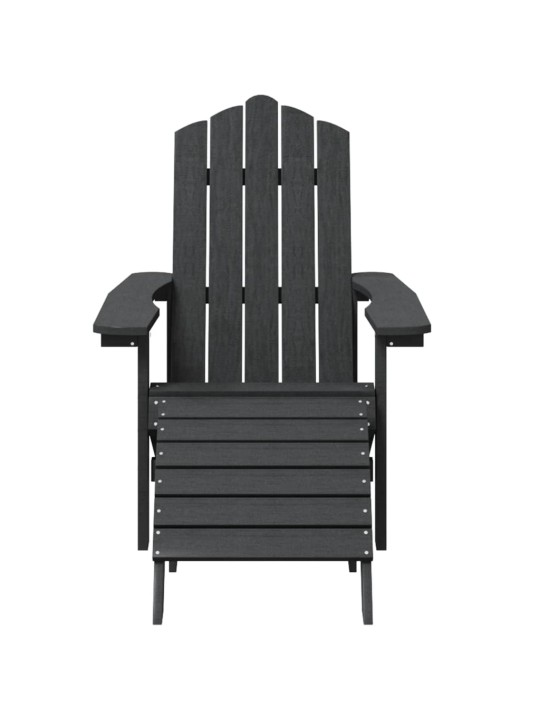 Sodo Adirondack kėdė su pakoja ir staliuku, antracito, HDPE