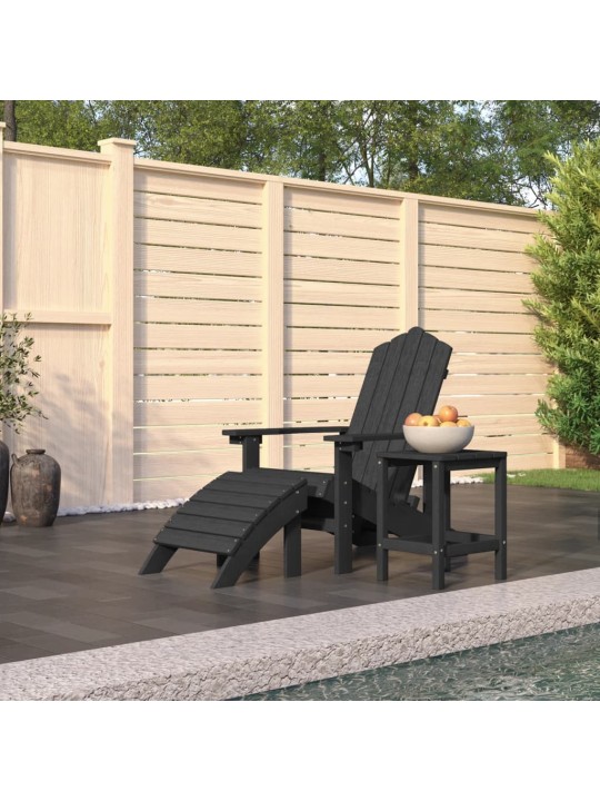 Sodo Adirondack kėdė su pakoja ir staliuku, antracito, HDPE