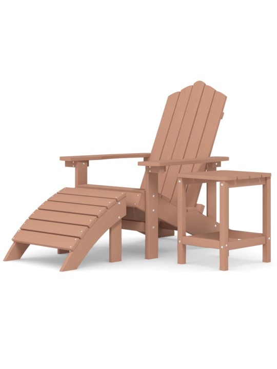 Sodo Adirondack kėdė su pakoja ir staliuku, ruda, HDPE