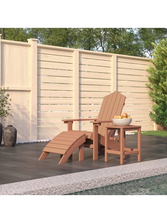 Sodo Adirondack kėdė su pakoja ir staliuku, ruda, HDPE