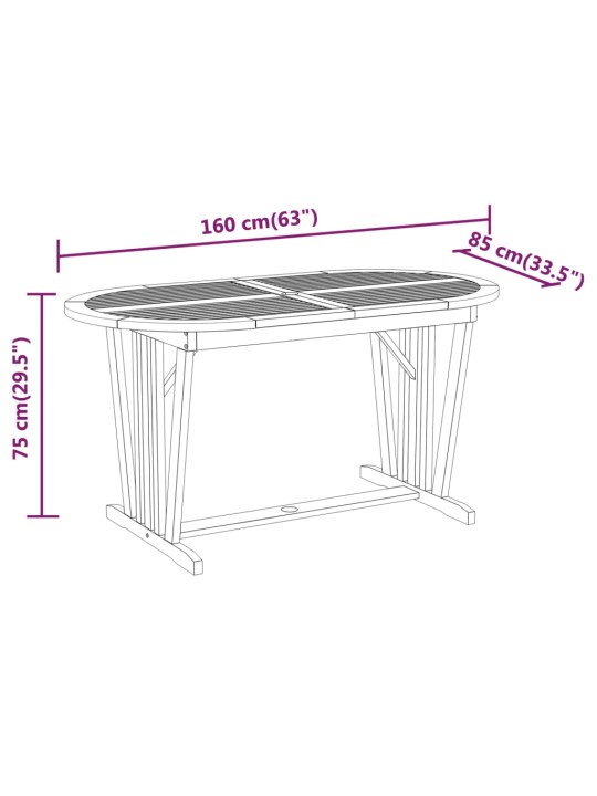 Sodo stalas, 160x85x75cm, eukalipto medienos masyvas