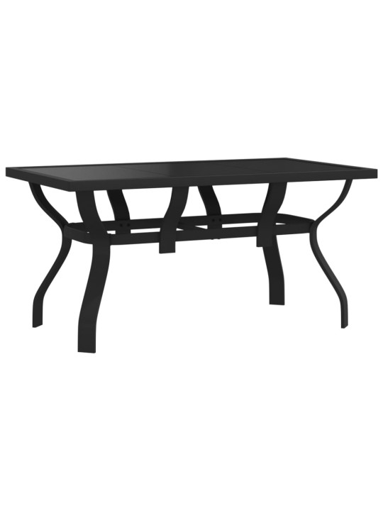 Sodo stalas, juodos spalvos, 140x70x70cm, plienas ir stiklas