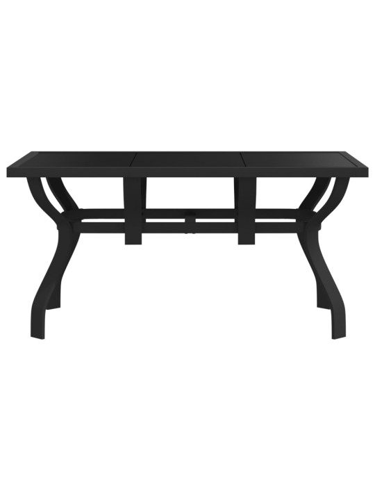 Sodo stalas, juodos spalvos, 140x70x70cm, plienas ir stiklas