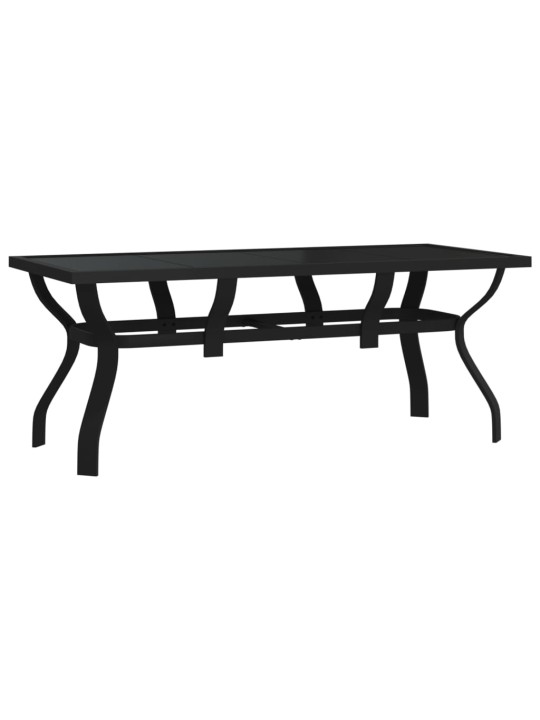 Sodo stalas, juodos spalvos, 180x80x70cm, plienas ir stiklas