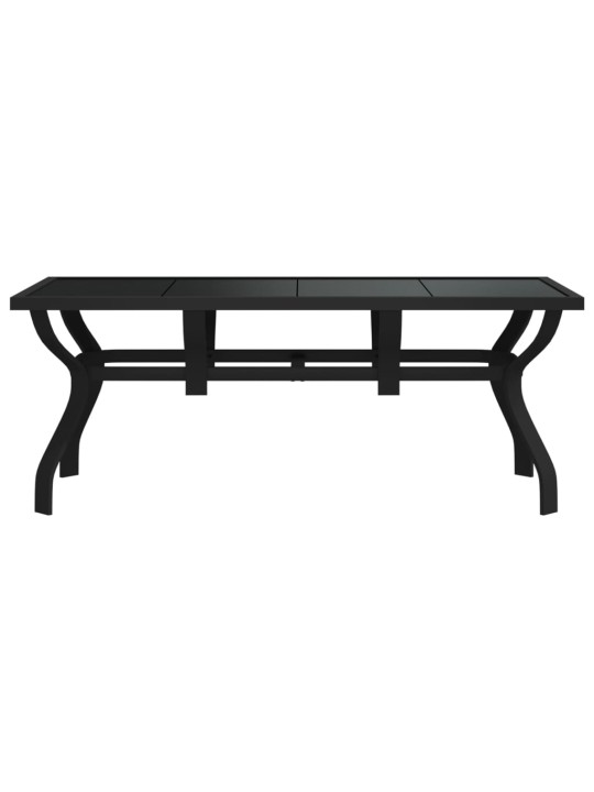Sodo stalas, juodos spalvos, 180x80x70cm, plienas ir stiklas
