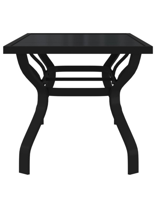 Sodo stalas, juodos spalvos, 180x80x70cm, plienas ir stiklas