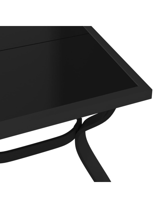 Sodo stalas, juodos spalvos, 180x80x70cm, plienas ir stiklas