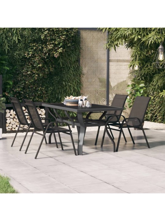 Sodo stalas, pilkas ir juodas, 140x70x70cm, plienas ir stiklas