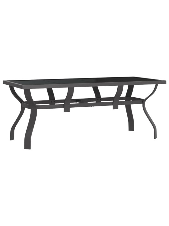 Sodo stalas, pilkas ir juodas, 180x80x70cm, plienas ir stiklas