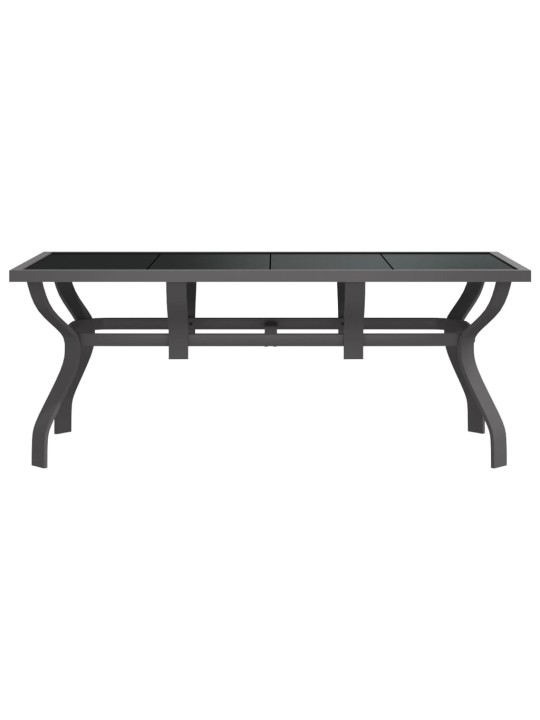 Sodo stalas, pilkas ir juodas, 180x80x70cm, plienas ir stiklas