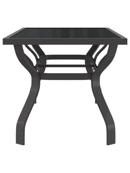 Sodo stalas, pilkas ir juodas, 180x80x70cm, plienas ir stiklas